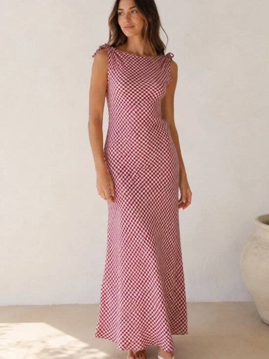 Caroline Constas Dresses & Skirts - NWT CAROLINE CONSTAS Red Gingham Maxi Dress